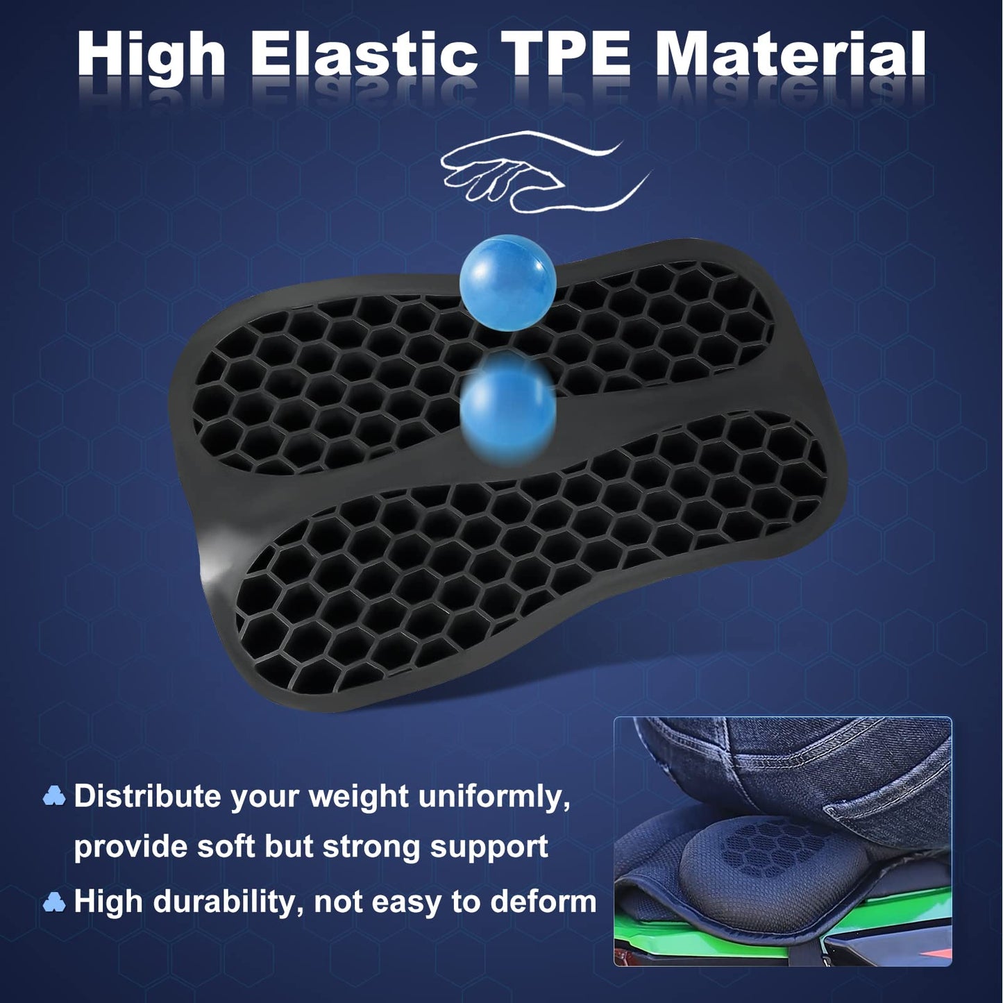 Motorcycle Passenger Seat Cushion, Shock Absorbing, Small
