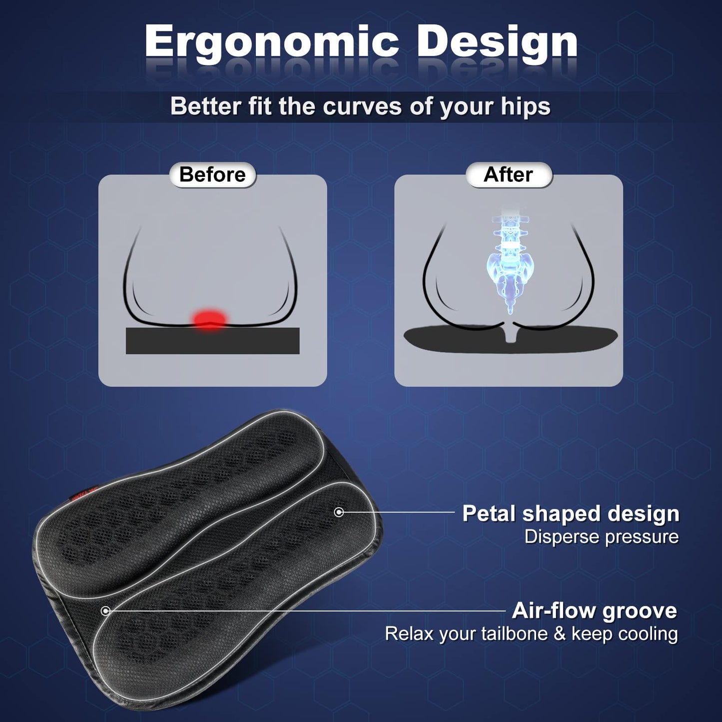 Motorcycle Passenger Seat Cushion, Shock Absorbing, Small