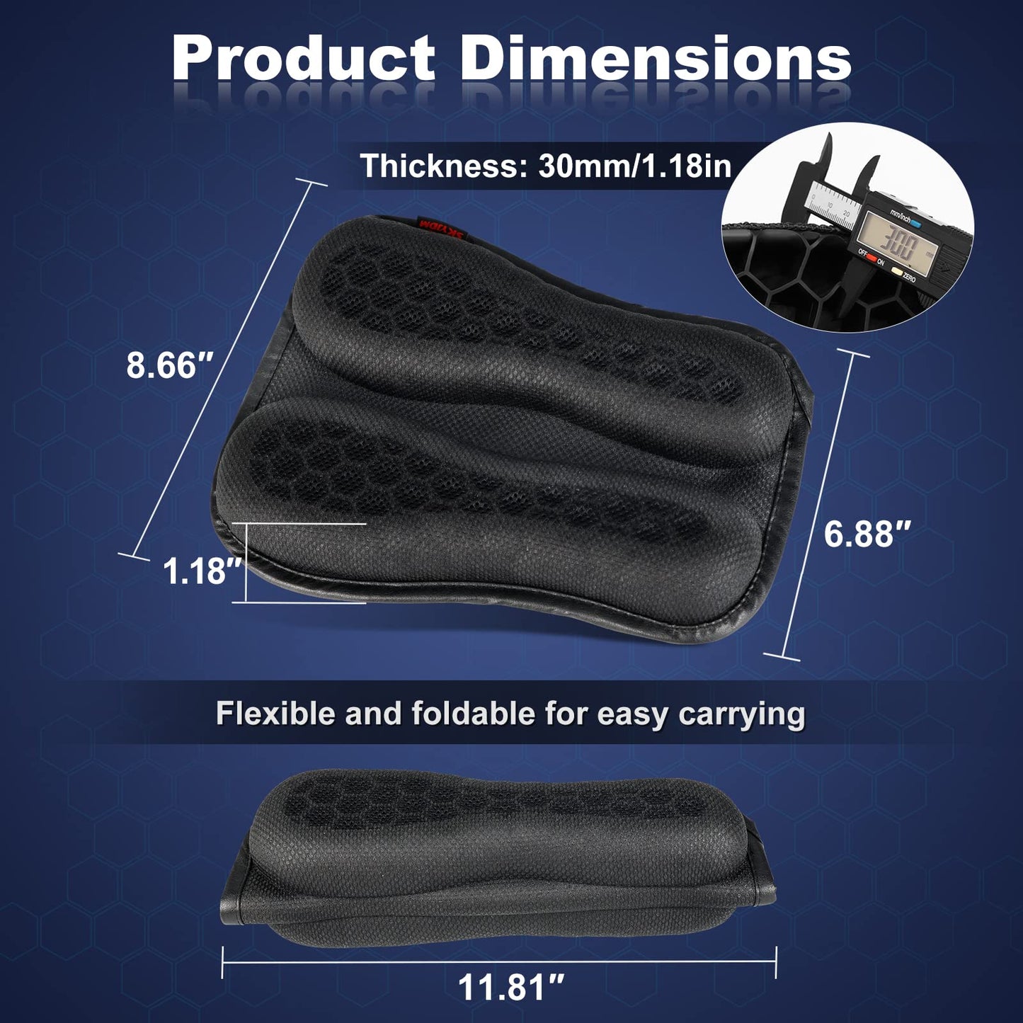 Motorcycle Passenger Seat Cushion, Shock Absorbing, Small