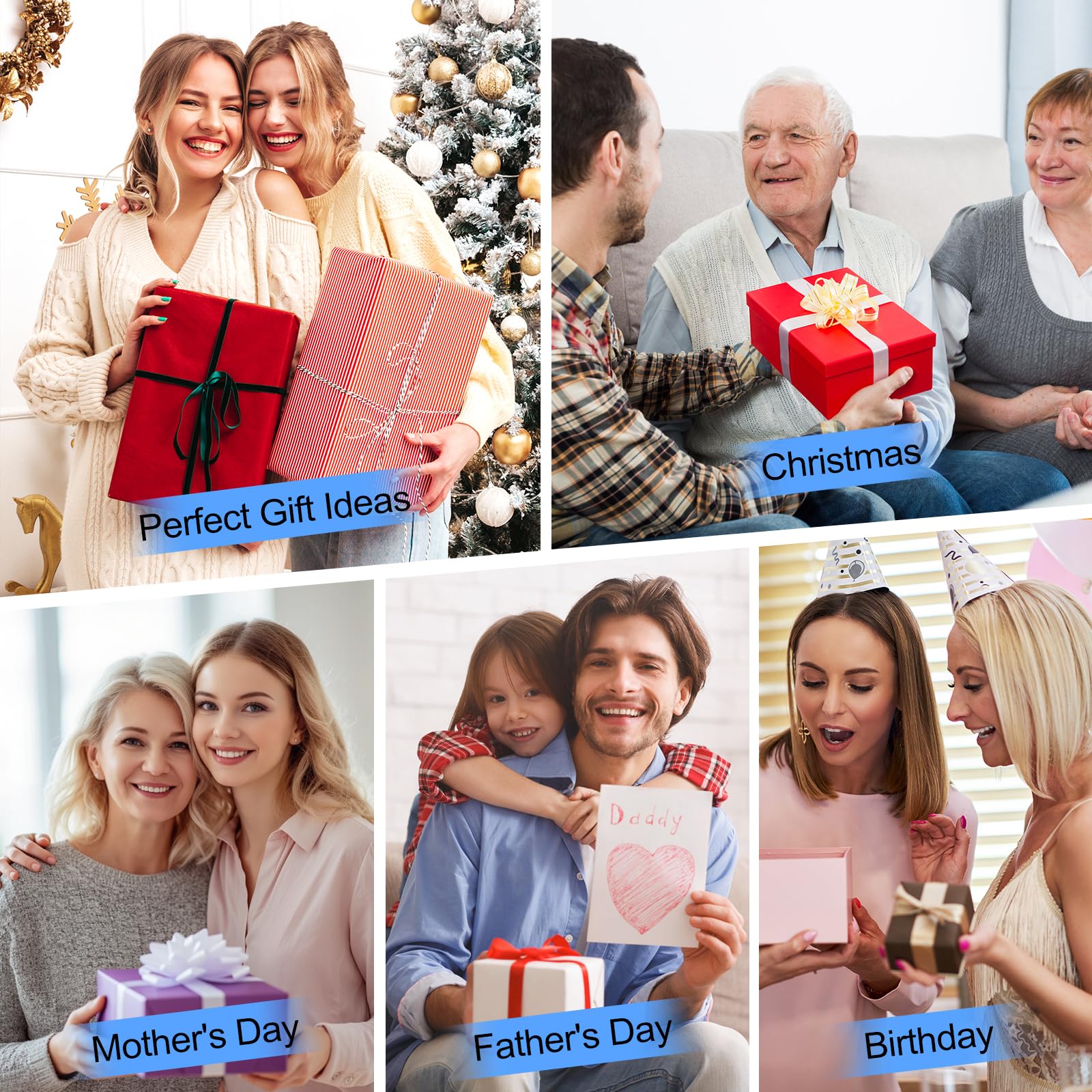 Holiday gift collage; lumbar support pillow not visible
