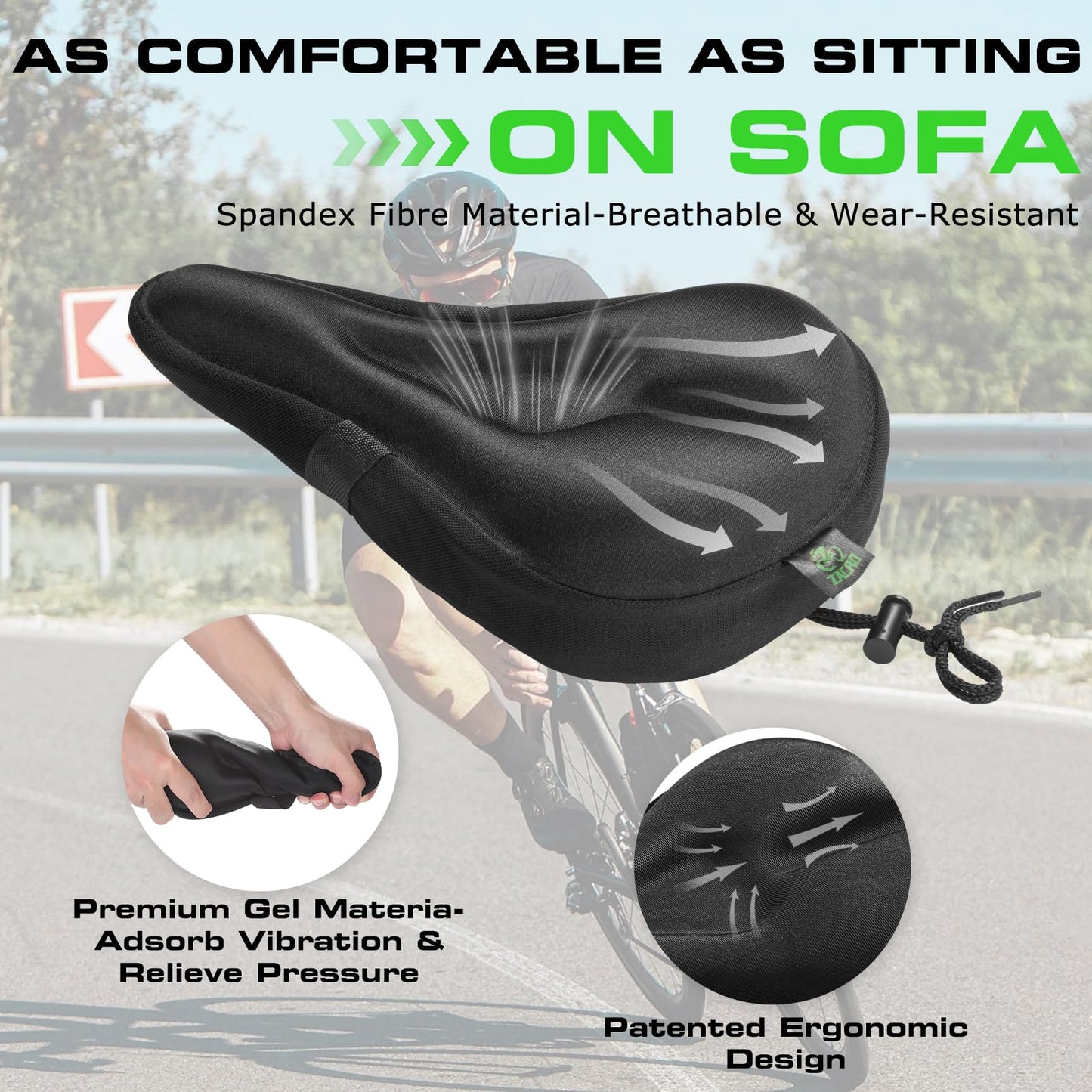 Bike Seat Cushion - Gel Padded Cover for Men Women Comfort, Extra Soft